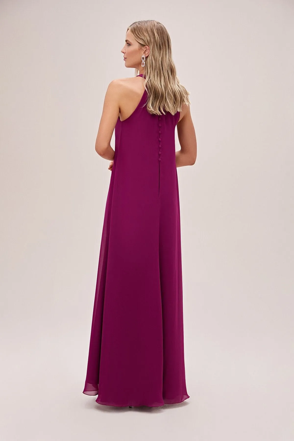 16451 Plum Chiffon Maxi Dress