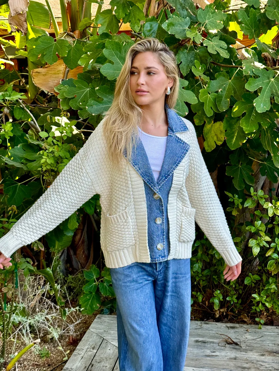 Baille Cotton Denim Chunky Cardigan