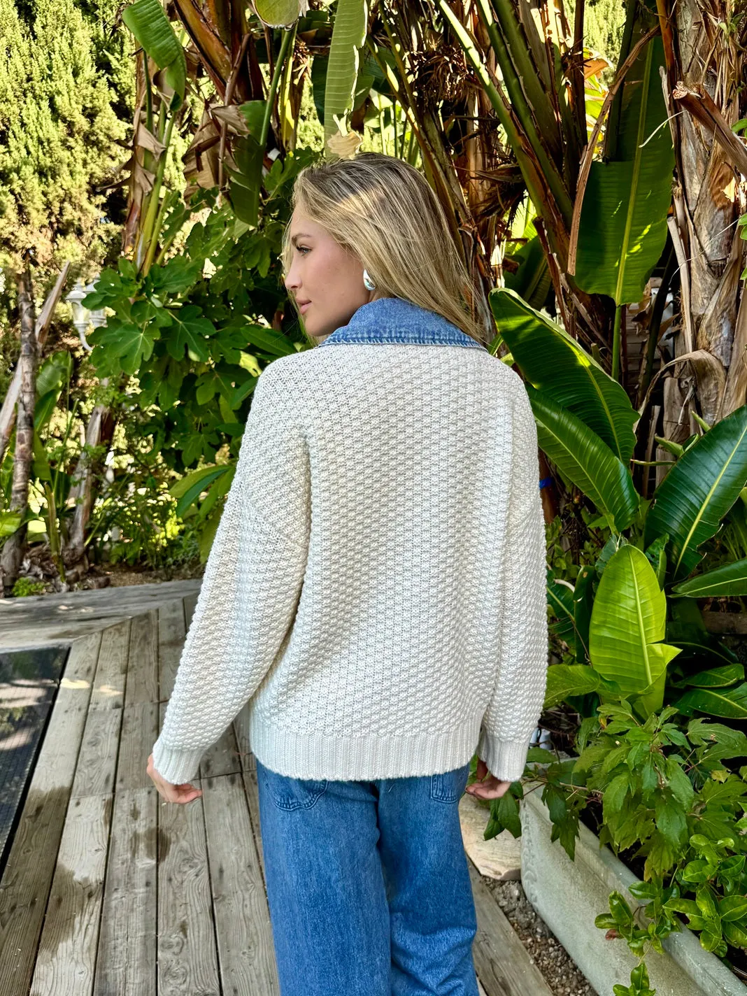 Baille Cotton Denim Chunky Cardigan