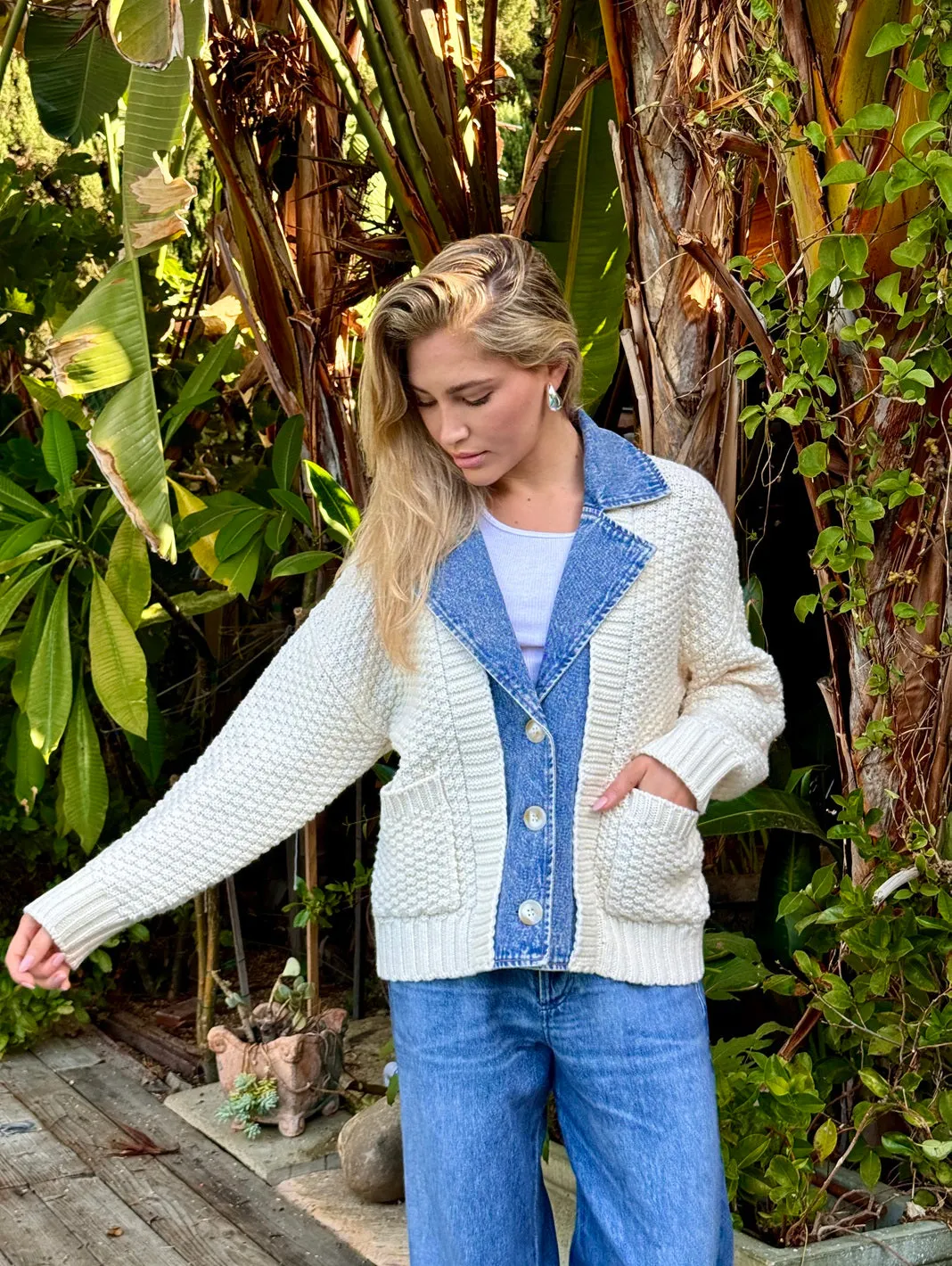 Baille Cotton Denim Chunky Cardigan