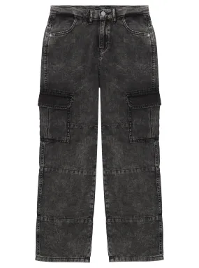 Black Denim Cargo Pants (7-16)