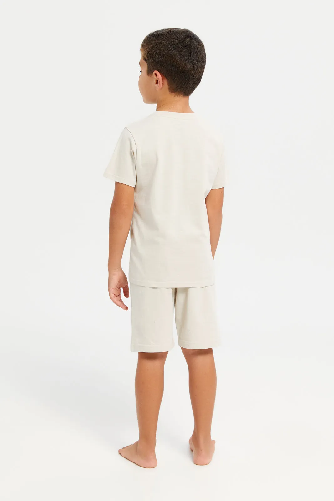 Boys Beige Nasa Pyjama Set (2 Piece)