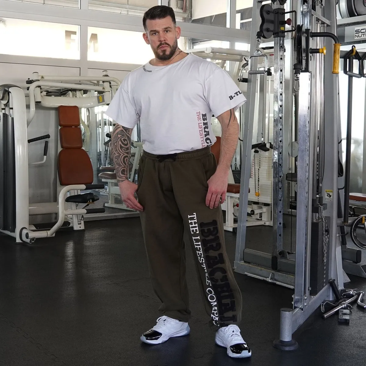 Brachial Tracksuit Trousers Gym - Military Green/Black