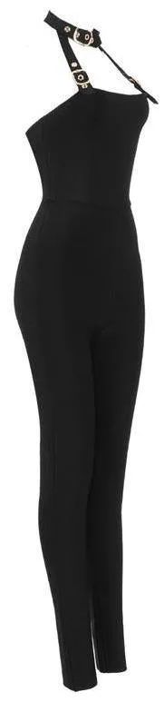 Buckled Black Stretch Jumpsuit