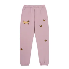 Butterfly Fleece Sweatpants - Light Purple
