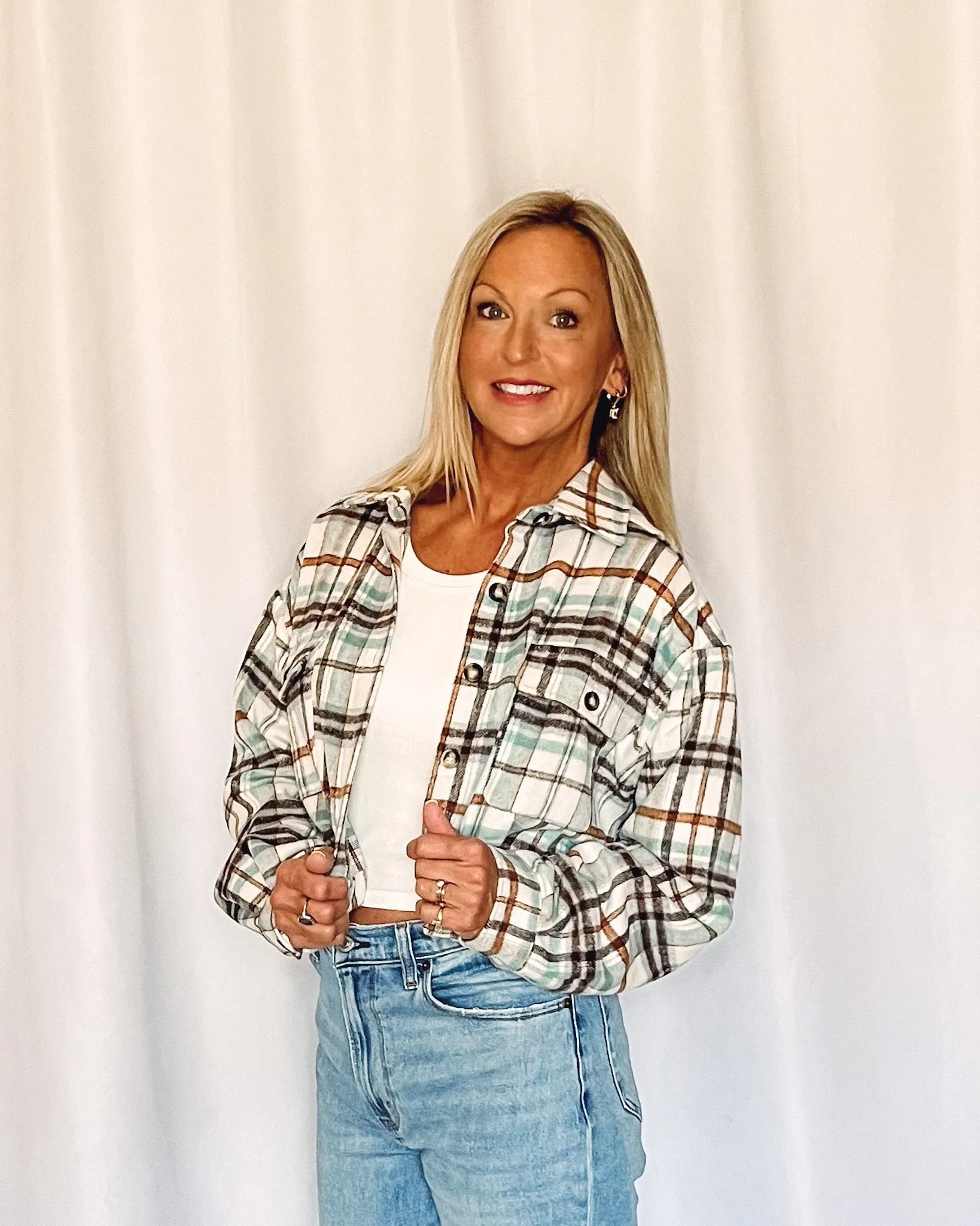 Carly Plaid Cropped Shacket