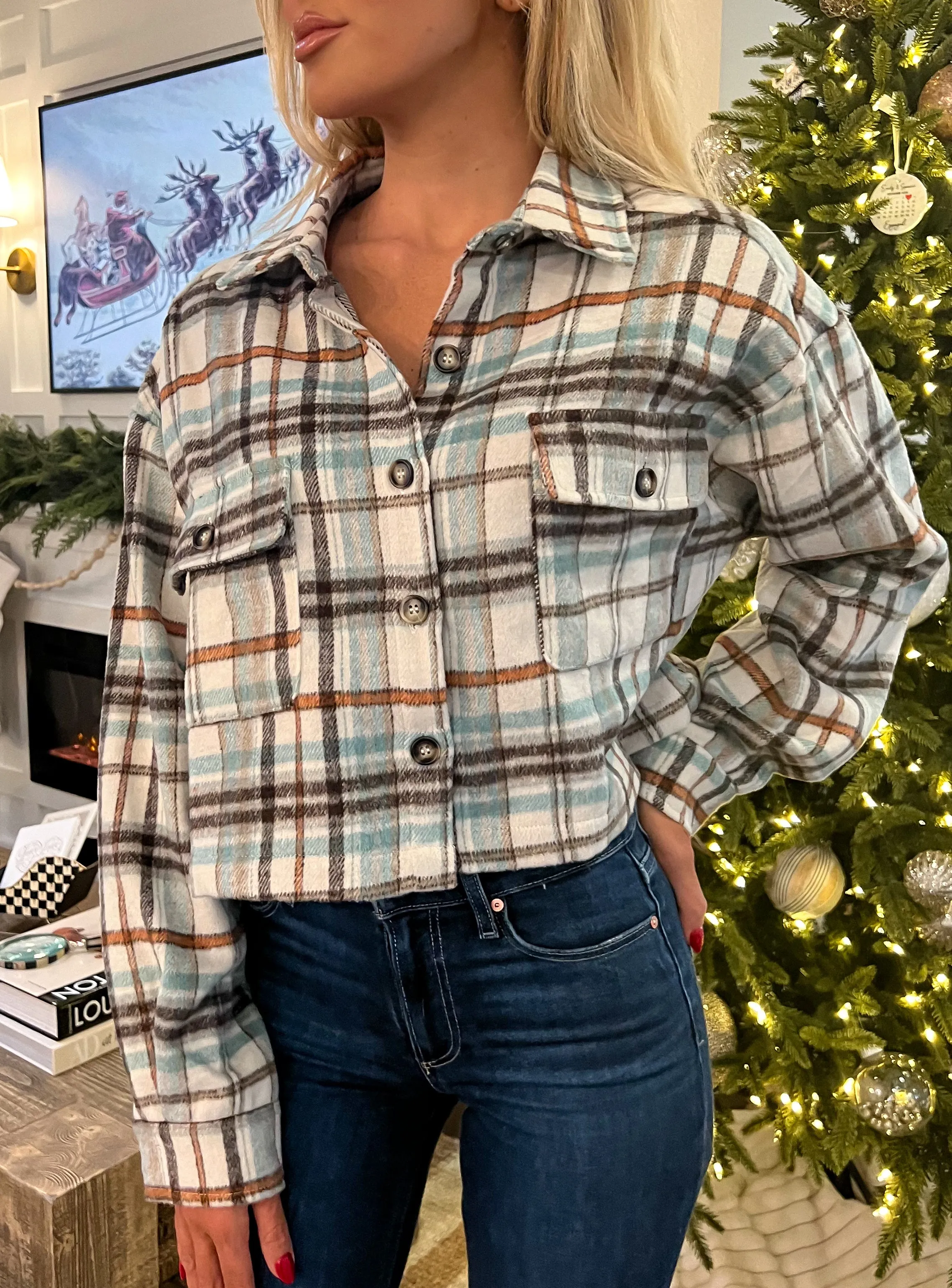 Carly Plaid Cropped Shacket