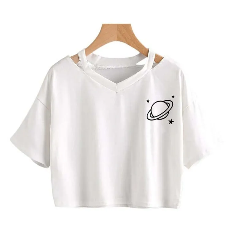 Cartoon Galaxy Star Planet T-Shirt