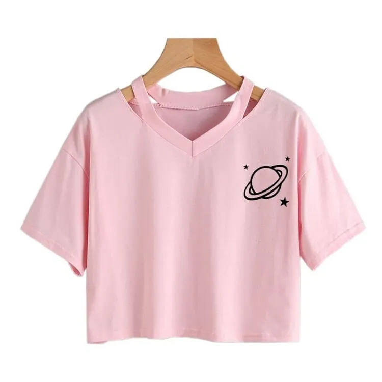 Cartoon Galaxy Star Planet T-Shirt