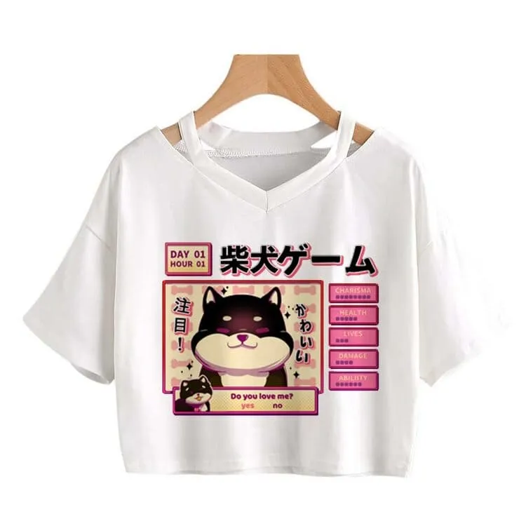 Cartoon Retro 90s Video Game Shiba T-Shirt