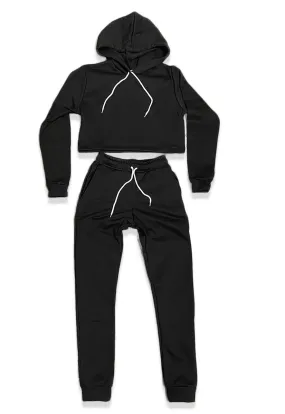 Crop Hoodie Set-Fleece