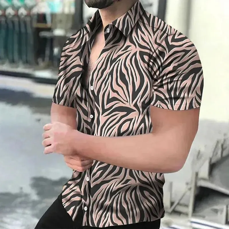 Fashion Leopard 3D Printed Shirt Summer New Men's Hawaiian Casual Short Sleeves Shirts Streetwear Outdoor Blouse Man's Clothing