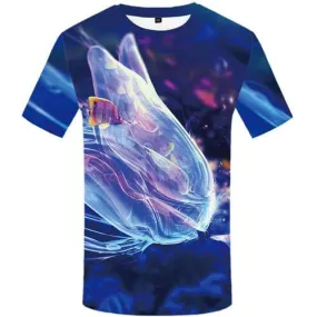 Fish T-shirt Men Animal Tshirts Cool Tracksuits Tshirts Casual Jellyfish Tshirt Printed Harajuku Tshirt Anime Short Sleeve