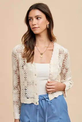 Floral Crochet Cardigan Sweater