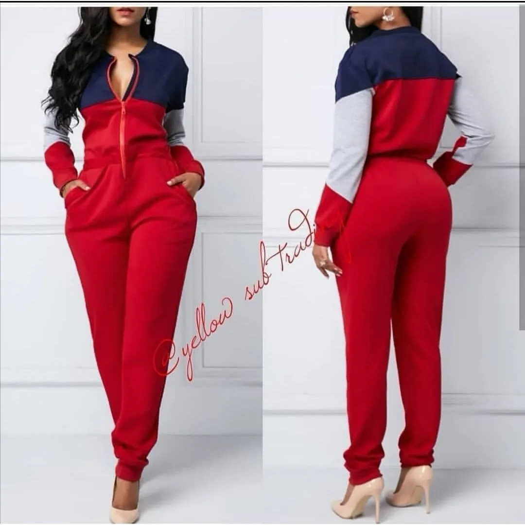 Front Zip Sweater Jumpsuit