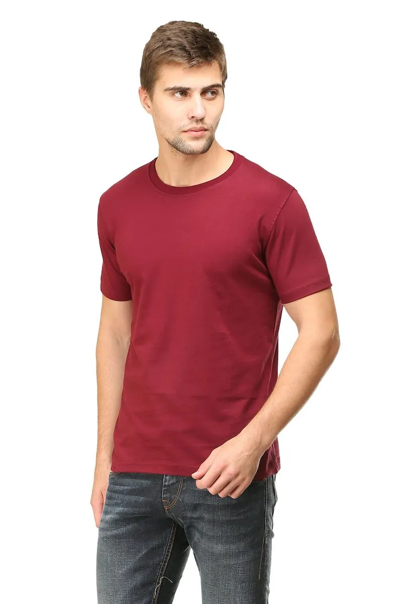 Maroon Plain Round Neck T-Shirt
