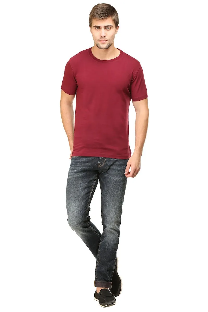 Maroon Plain Round Neck T-Shirt