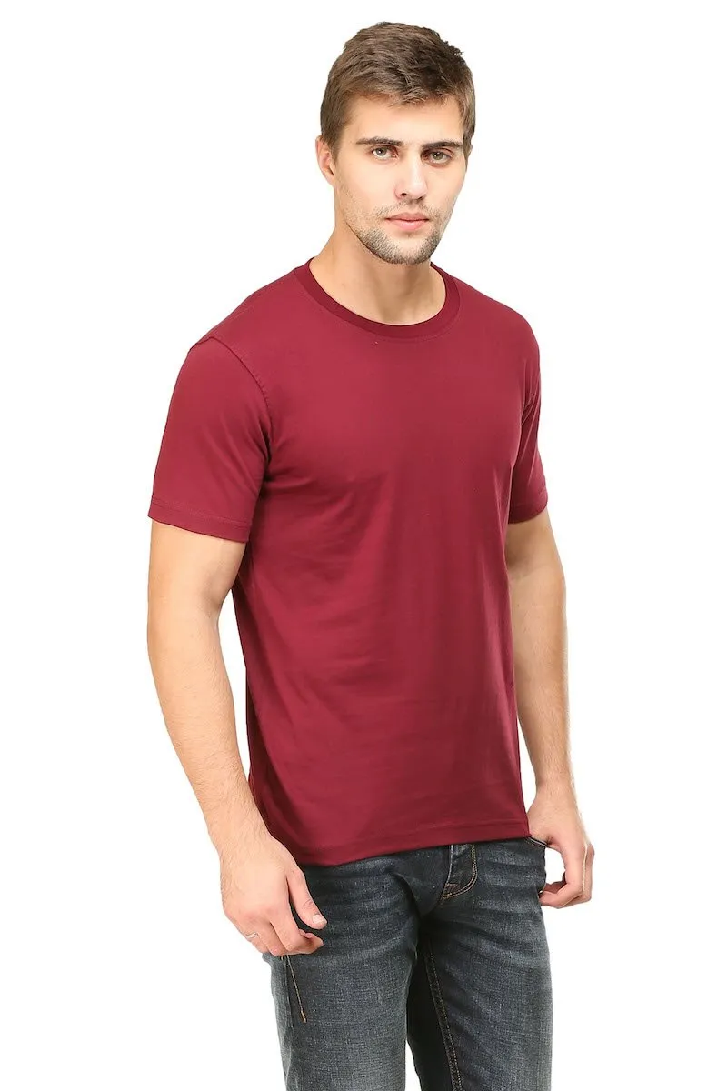 Maroon Plain Round Neck T-Shirt