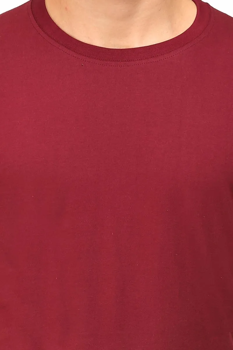 Maroon Plain Round Neck T-Shirt