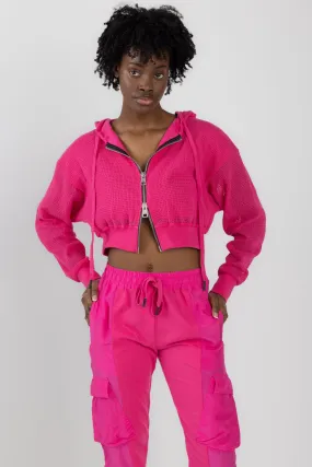 Mesh Zip Hoodie in Fucsia