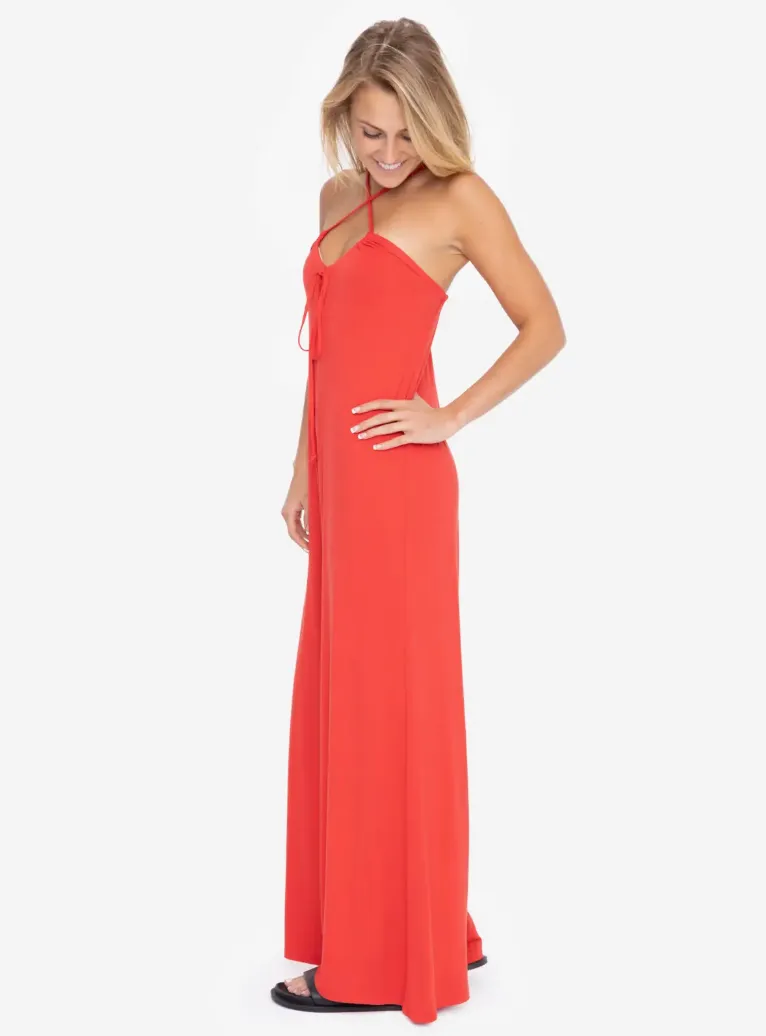 MOB Halter Jumpsuit-Cherry