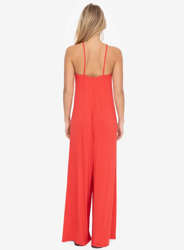 MOB Halter Jumpsuit-Cherry