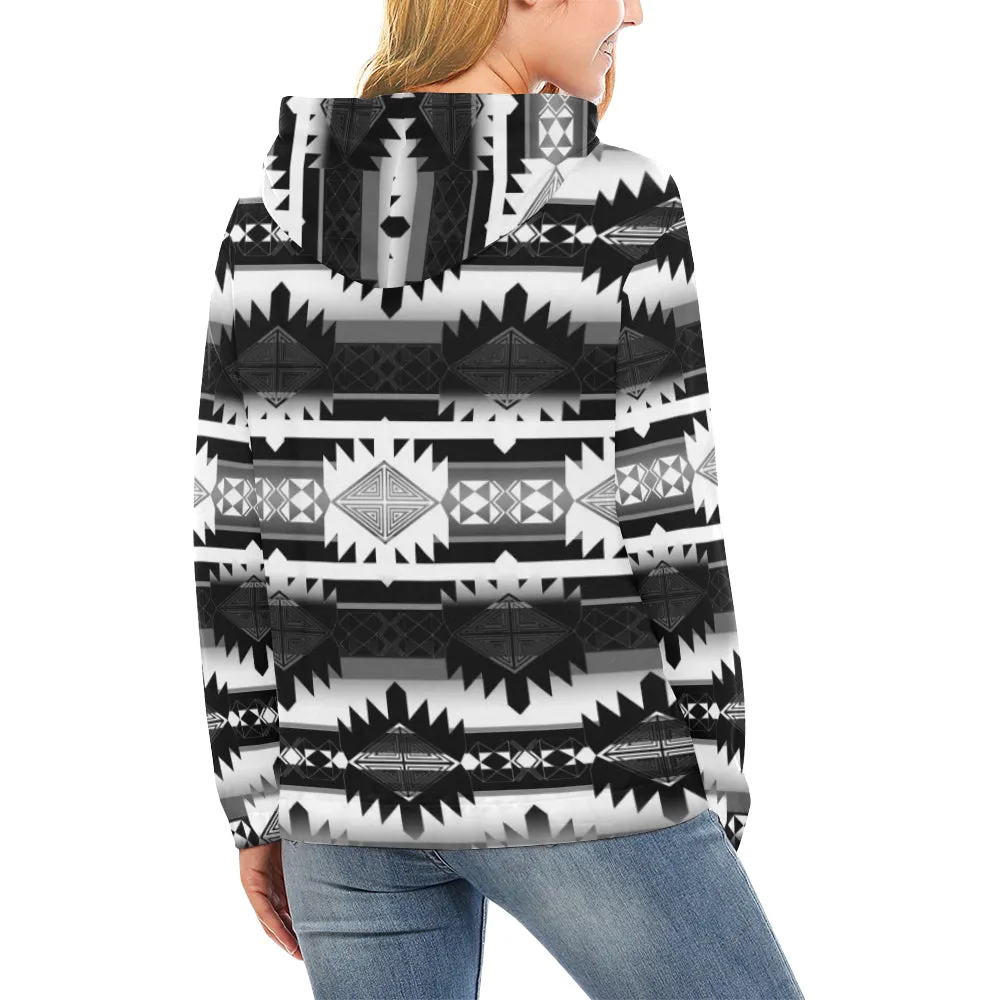 Okotoks Black and White Hoodie for Women (USA Size)