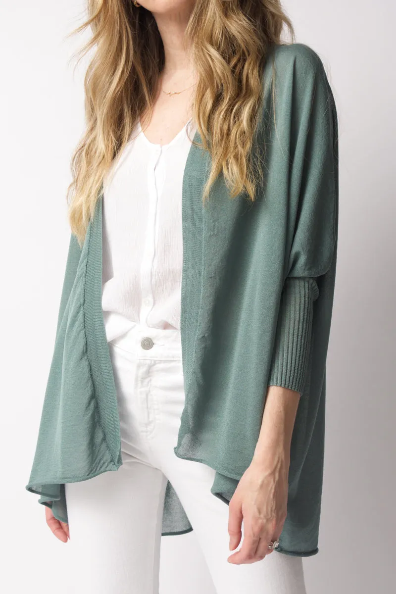 Open 3/4 Sleeve Cardigan in Mint
