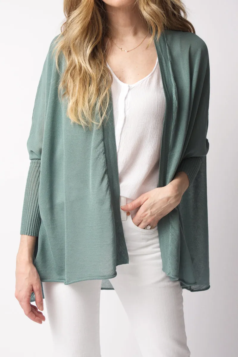 Open 3/4 Sleeve Cardigan in Mint