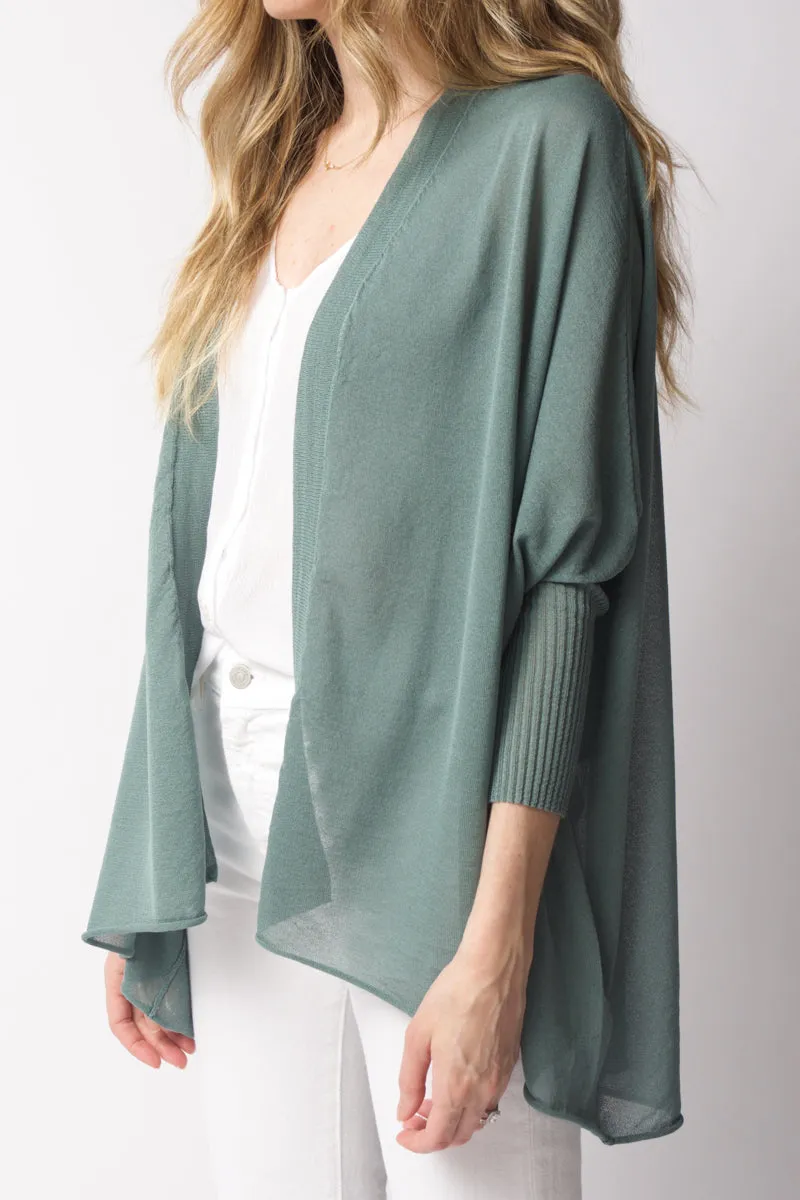 Open 3/4 Sleeve Cardigan in Mint