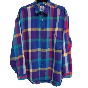 Peter Jon Vintage Y2K Multicolor Plaid Flannel Grunge Outdoor Button Up Shirt L
