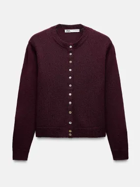 Plain knit cardigan