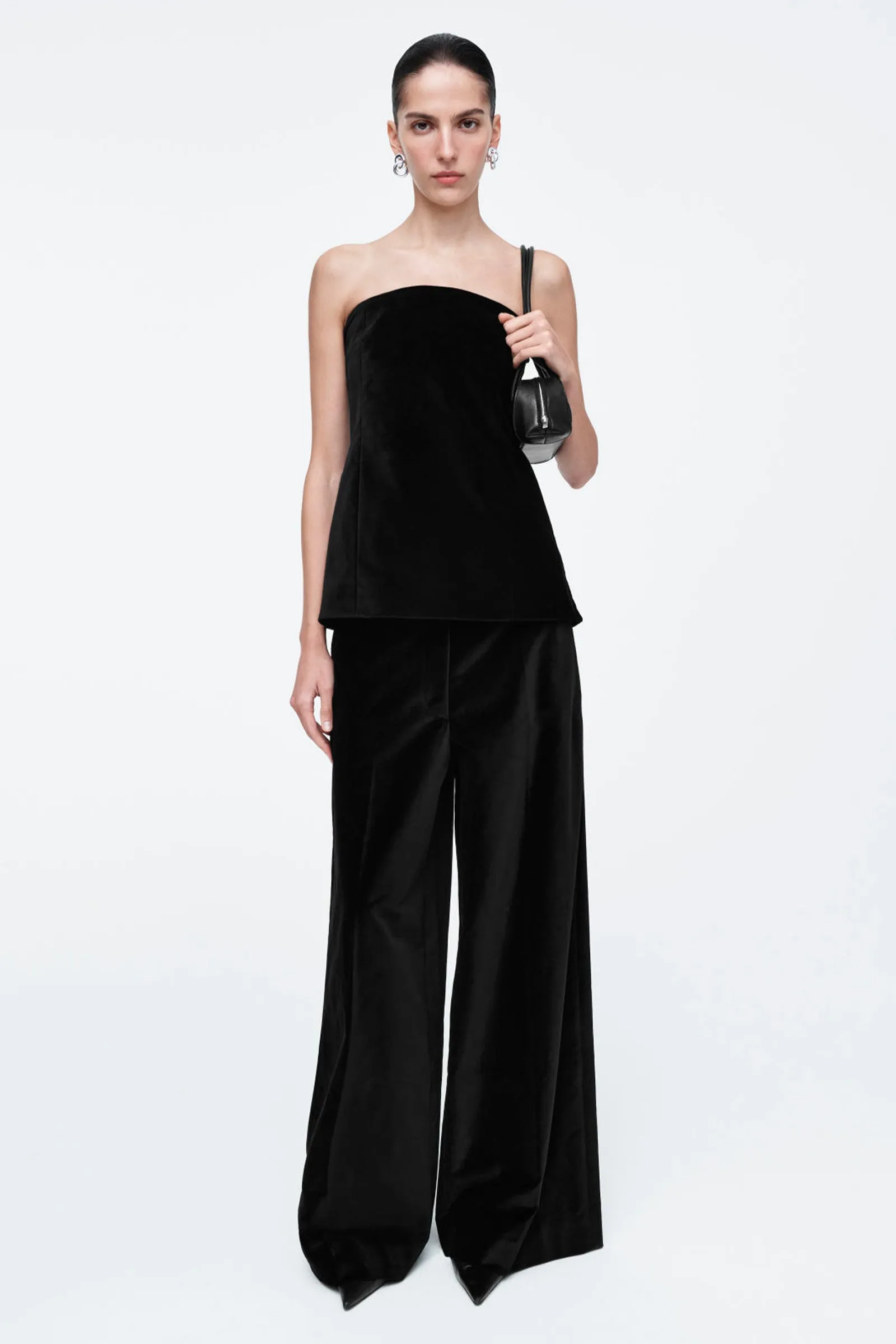 Relaxed Velvet Wide-leg Trousers