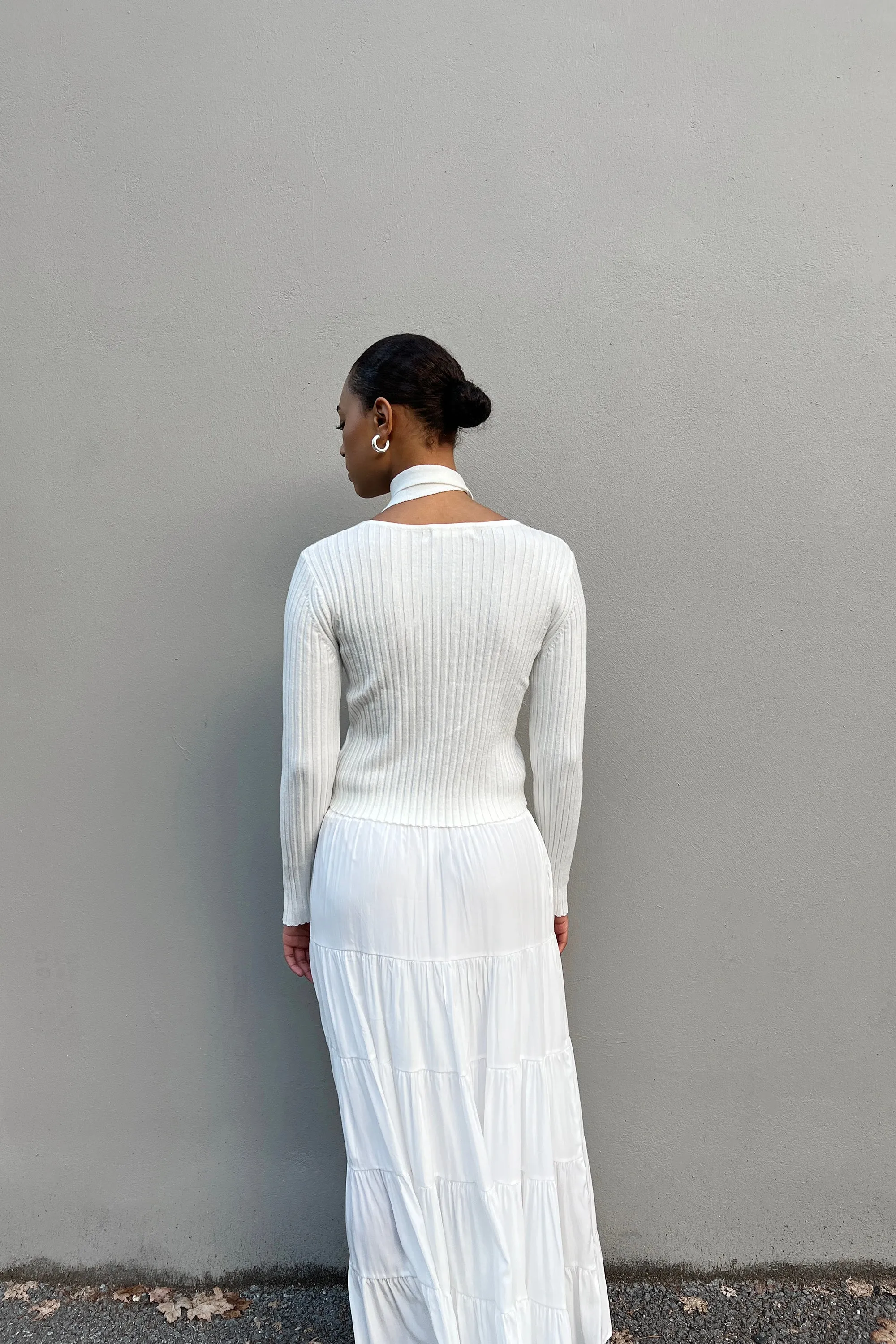 RIBBED CARDIGAN WITH TIE
