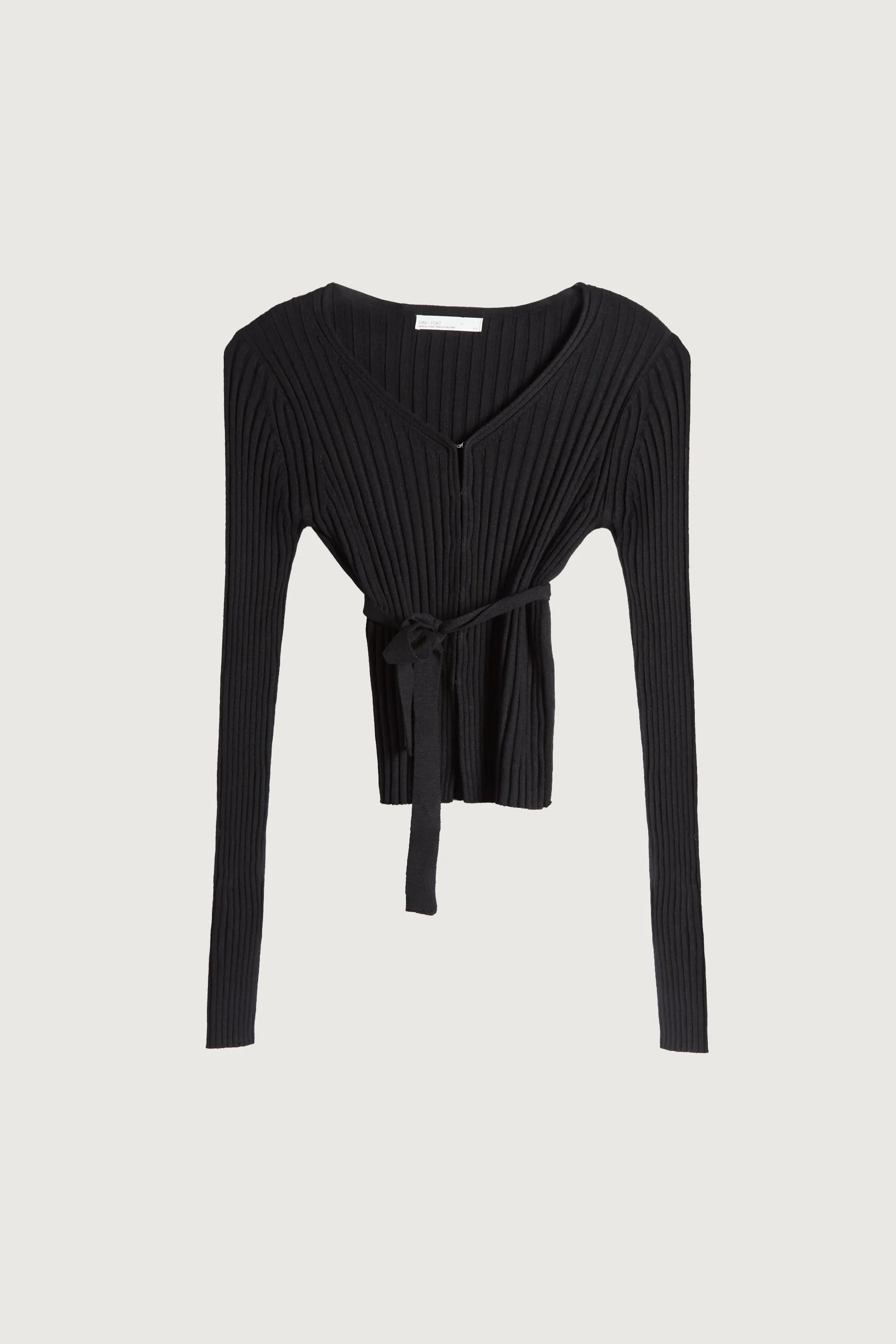 RIBBED CARDIGAN WITH TIE