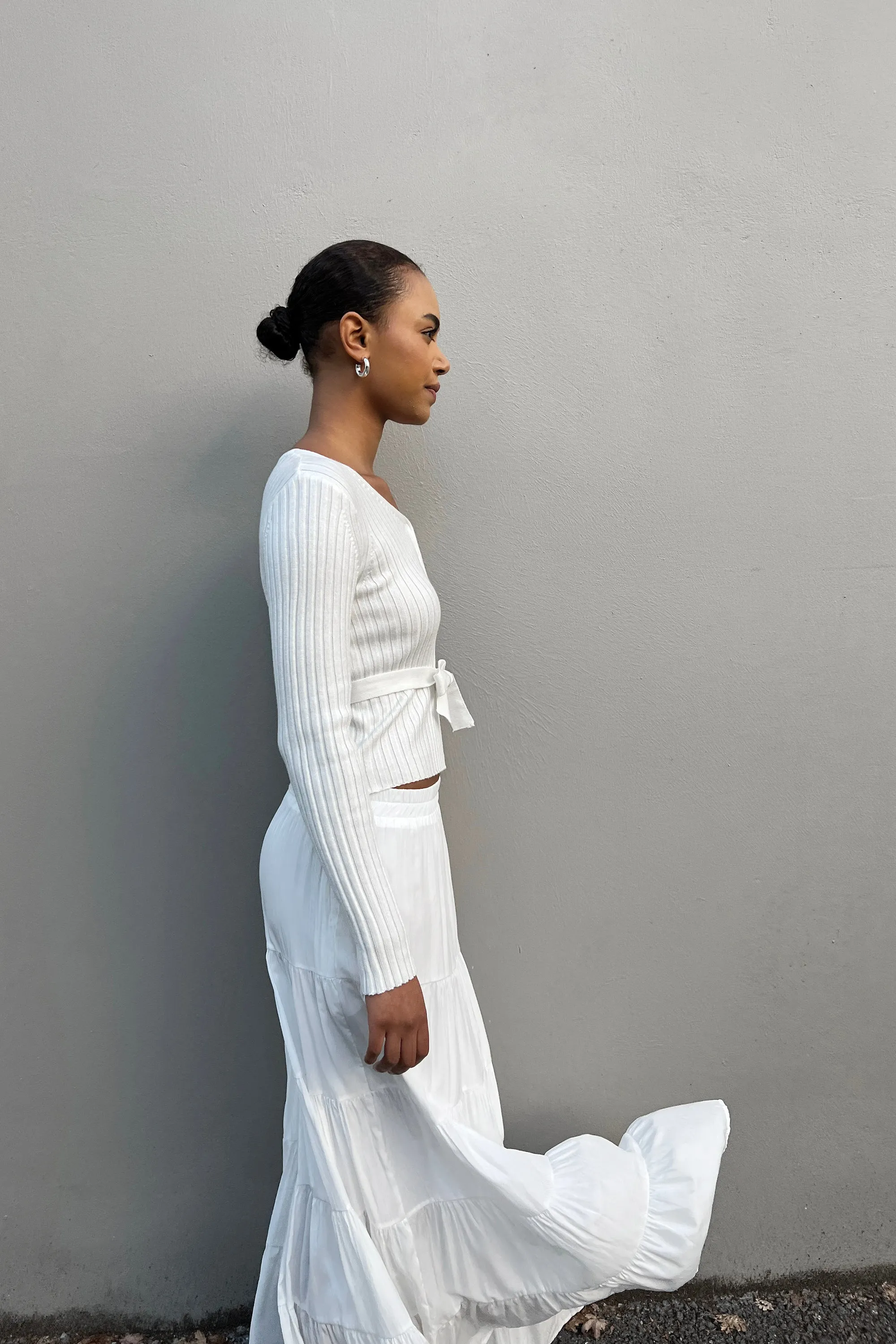 RIBBED CARDIGAN WITH TIE