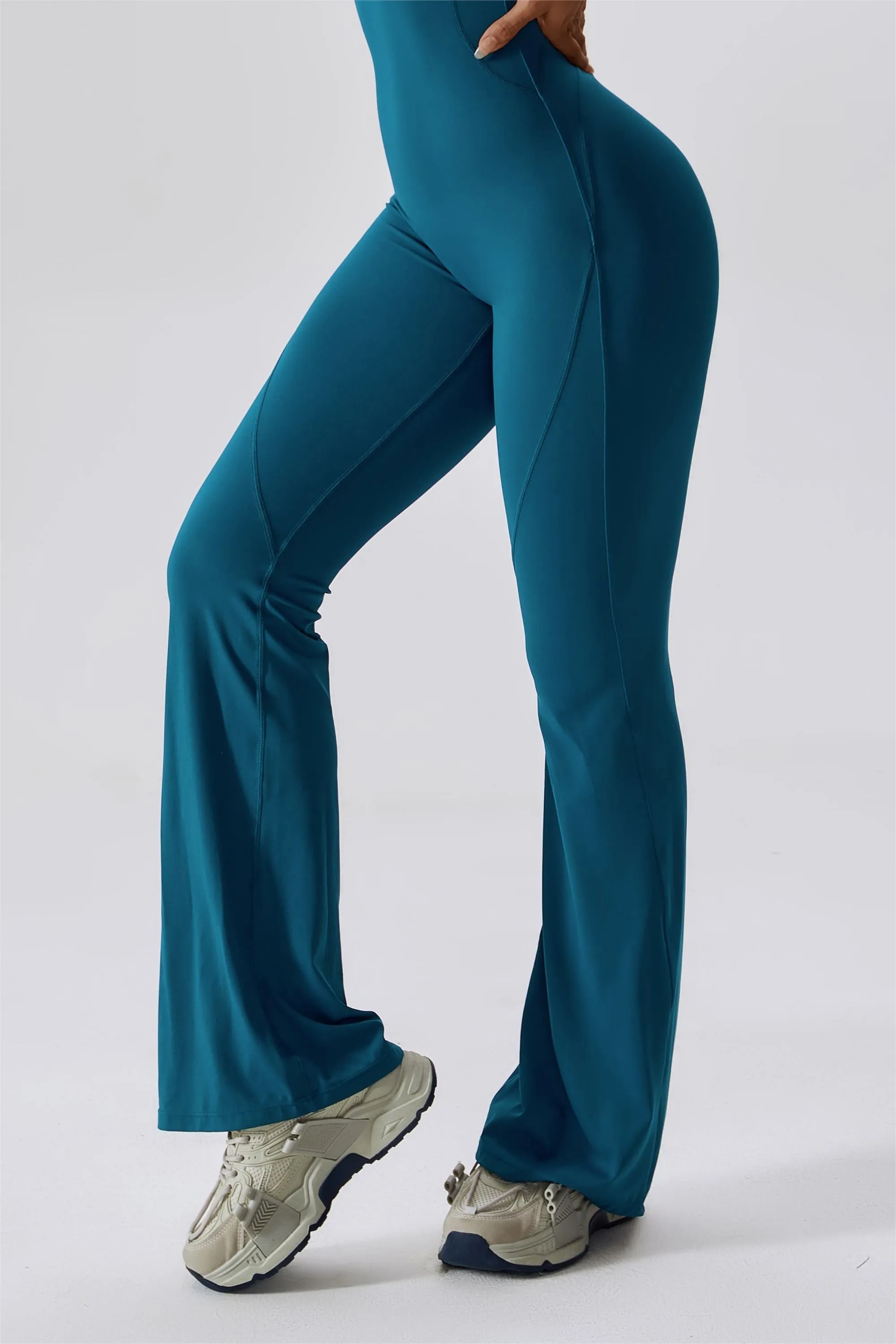 Scoop Neckline Flare Jumpsuit