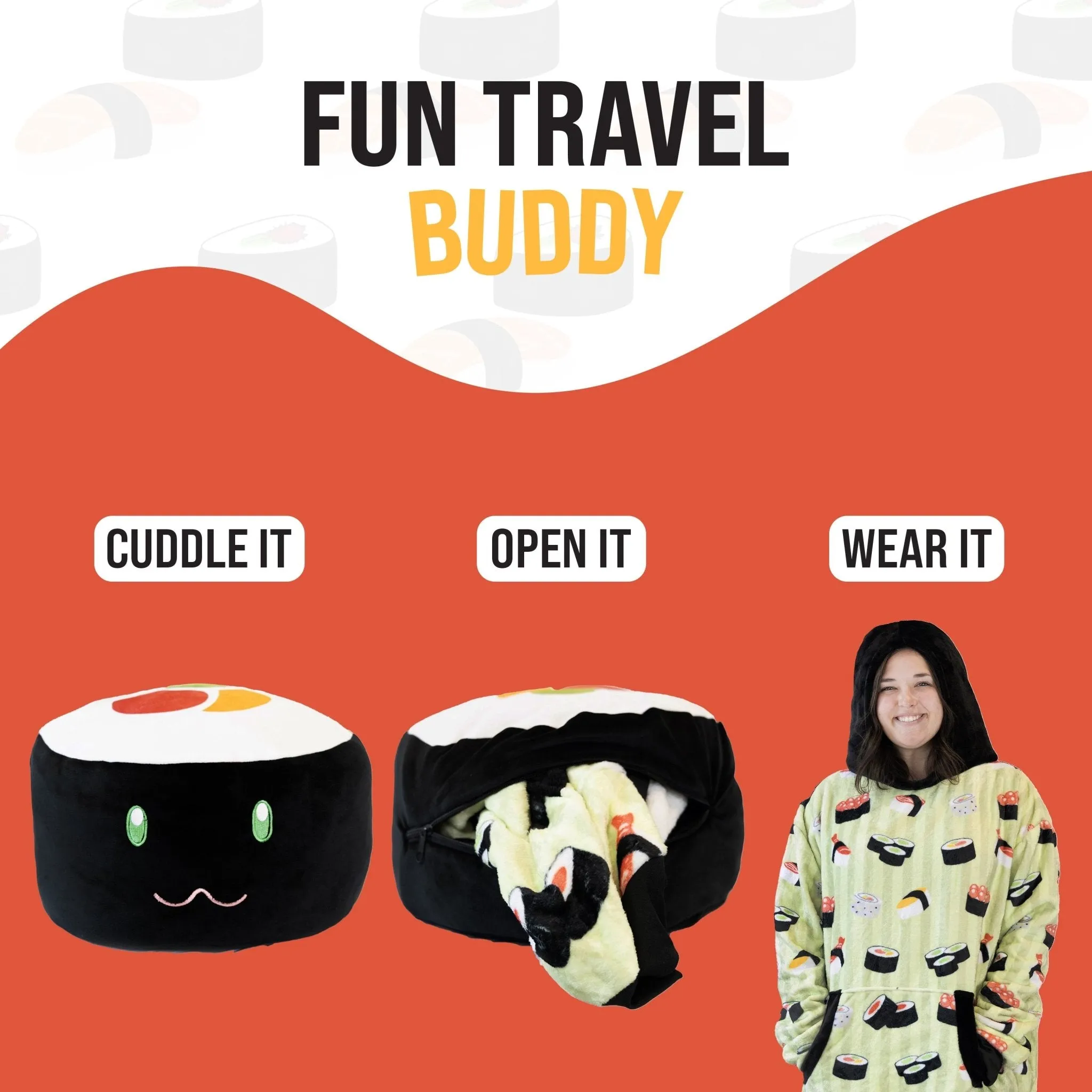 Sushi Snugible | Blanket Hoodie & Pillow