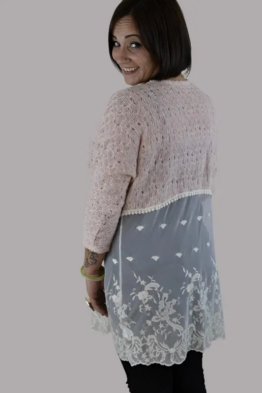 Sweeten Me Up Lace Hem Cardigan  - Pink