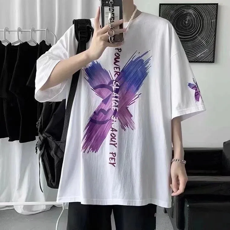 Wiaofellas  -  Men's Oversized T-shirts Loose Summer Y2k Tops Clothes Pure Cotton Streetwear Harajuku Short Sleeve Tee T Shirt Surprise Price