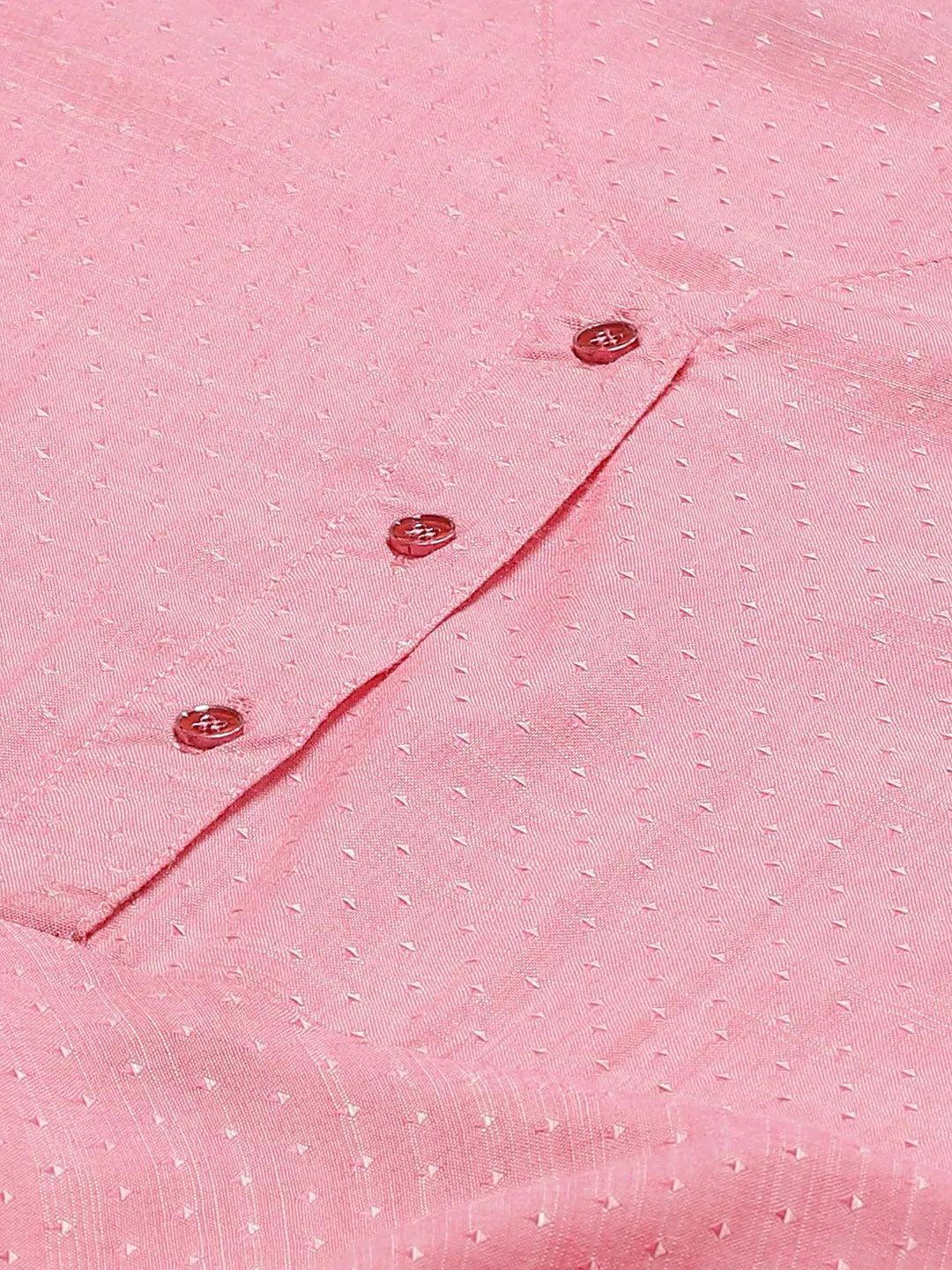 Women Pink & White Self Design Kurta With Trousers & Dupatta