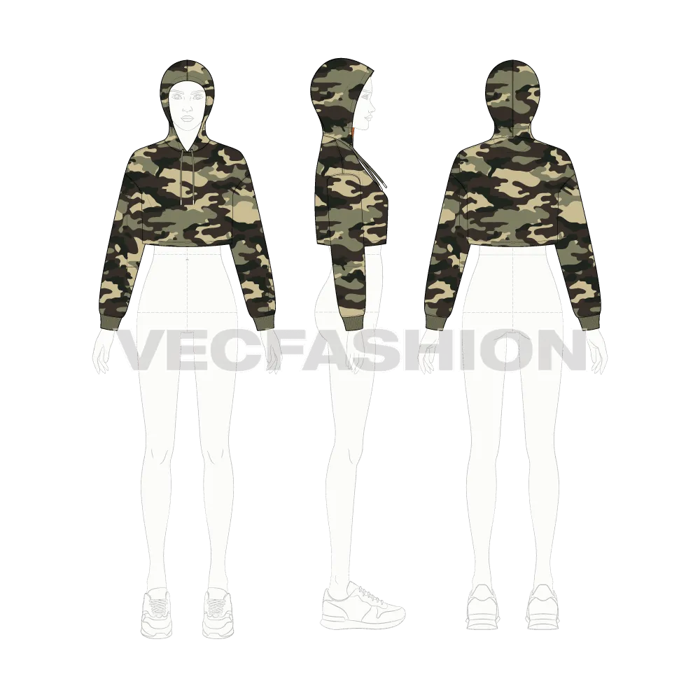 Women's Crop Camo Hoodie