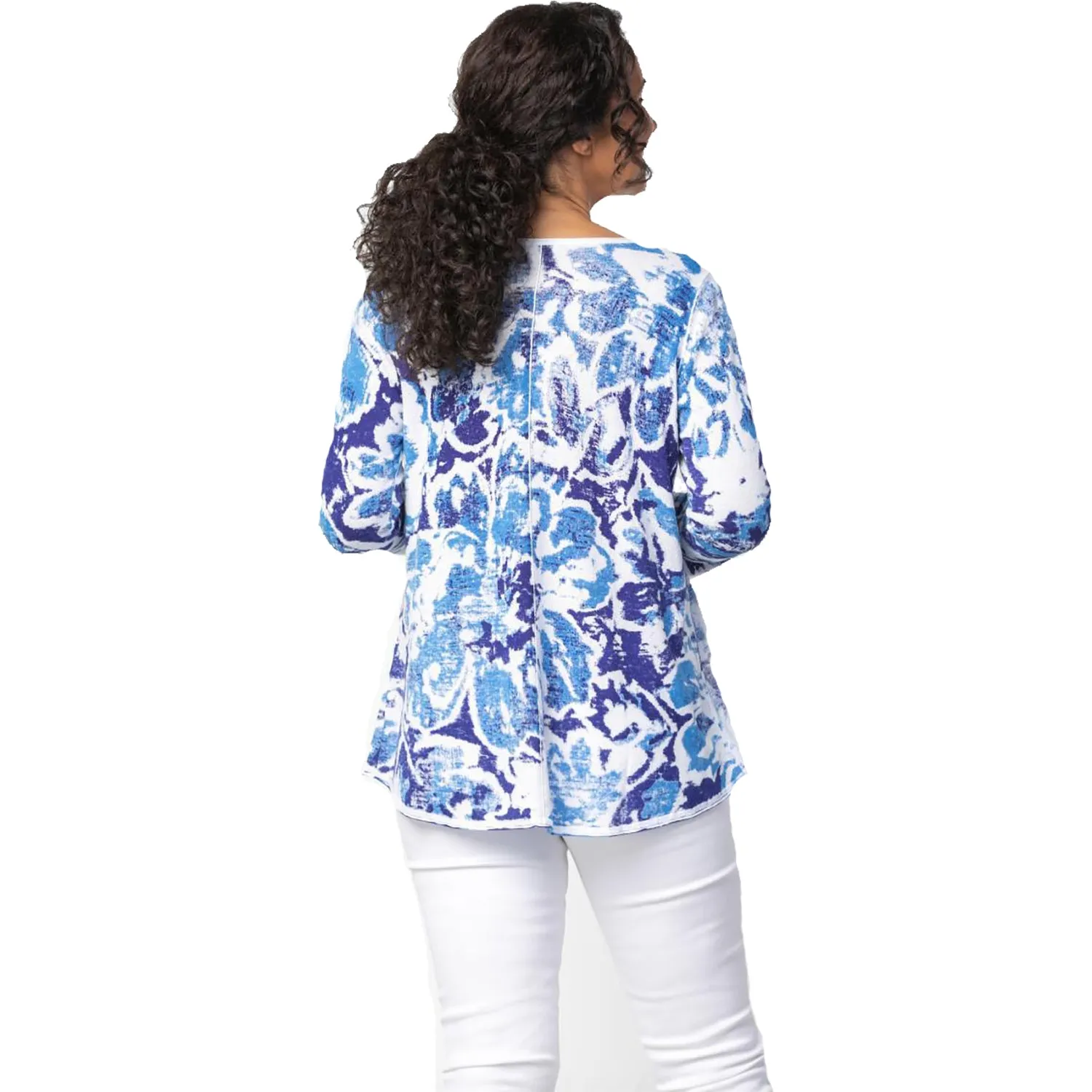 Women's Habitat V-Neck Elliptical Pullover Royal Floral