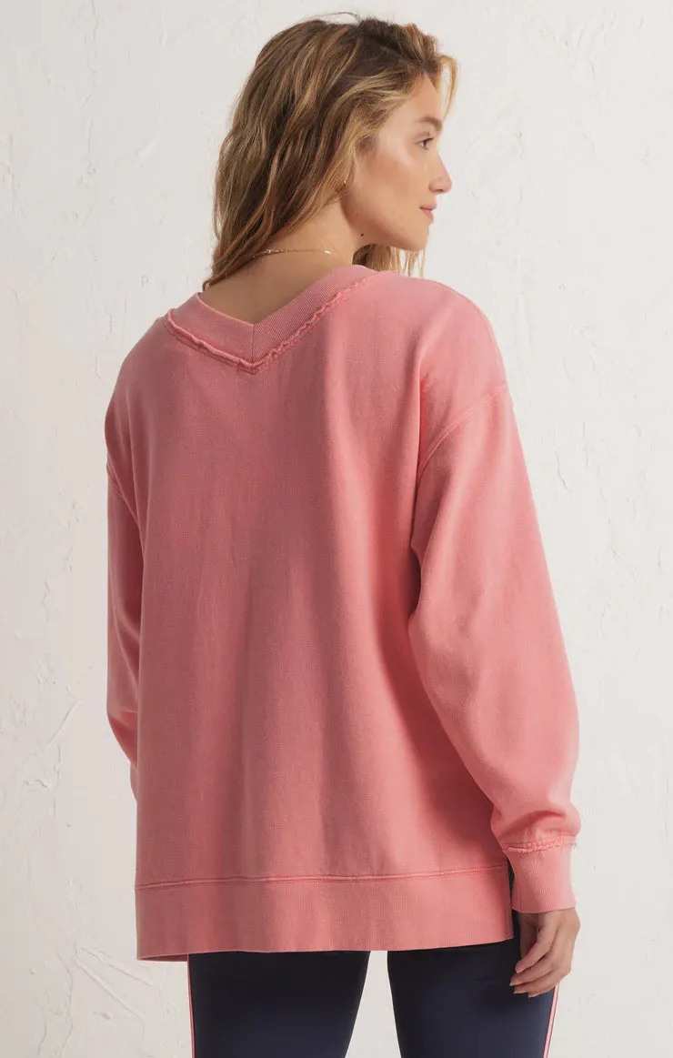 Z Supply Double Take Sweatshirt Melon Pop